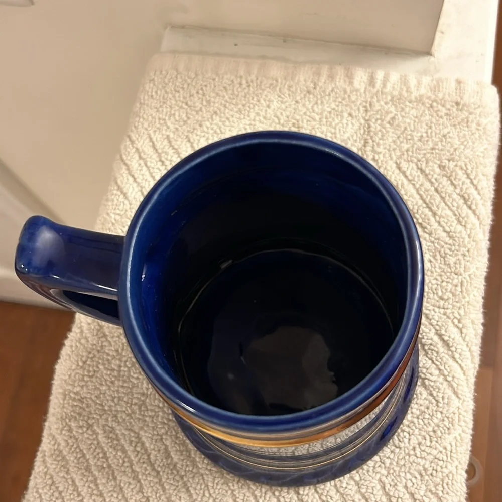 University of Pittsburgh Pitt Panthers Blue Ceramic Stein Gold Lettering 20 oz